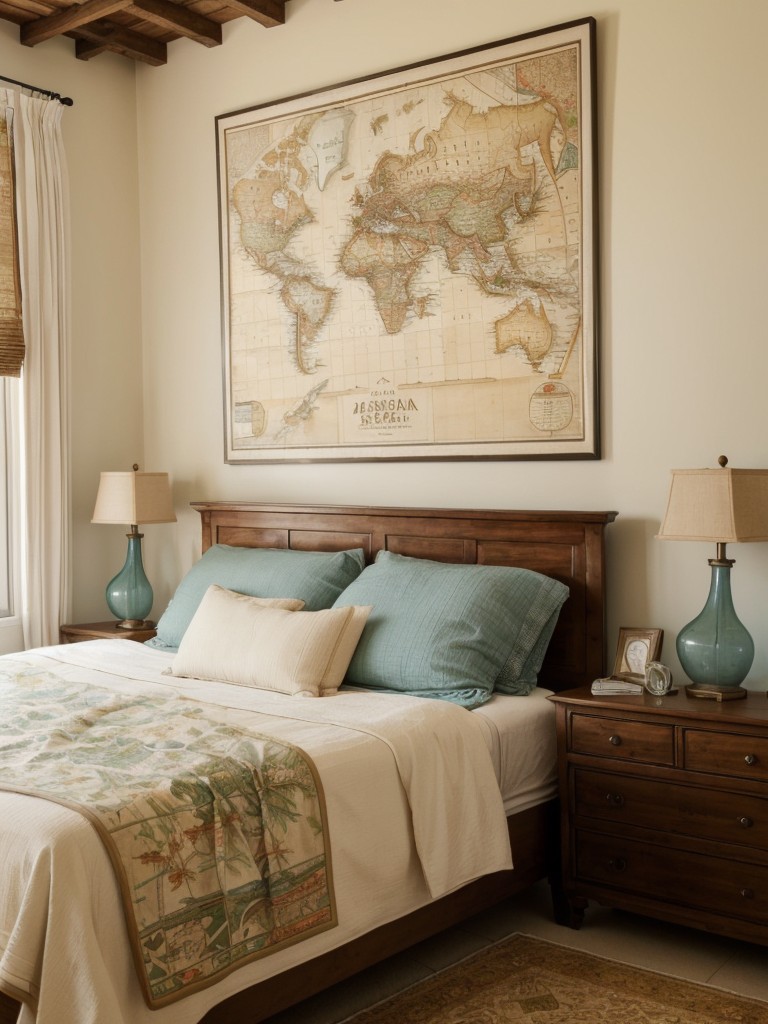 Travel-inspired Bedroom Decor: Vintage Maps & Memorabilia!