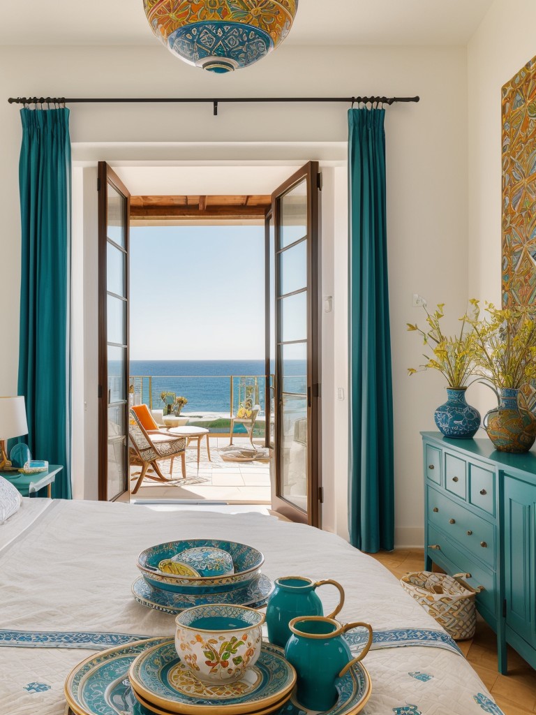 Mediterranean Dream: Decorate your bedroom with vibrant vases and bowls