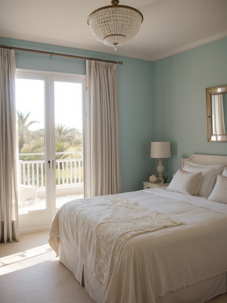 Romantic Mediterranean Bedroom Decor: Sheer Curtains & Soft Lighting