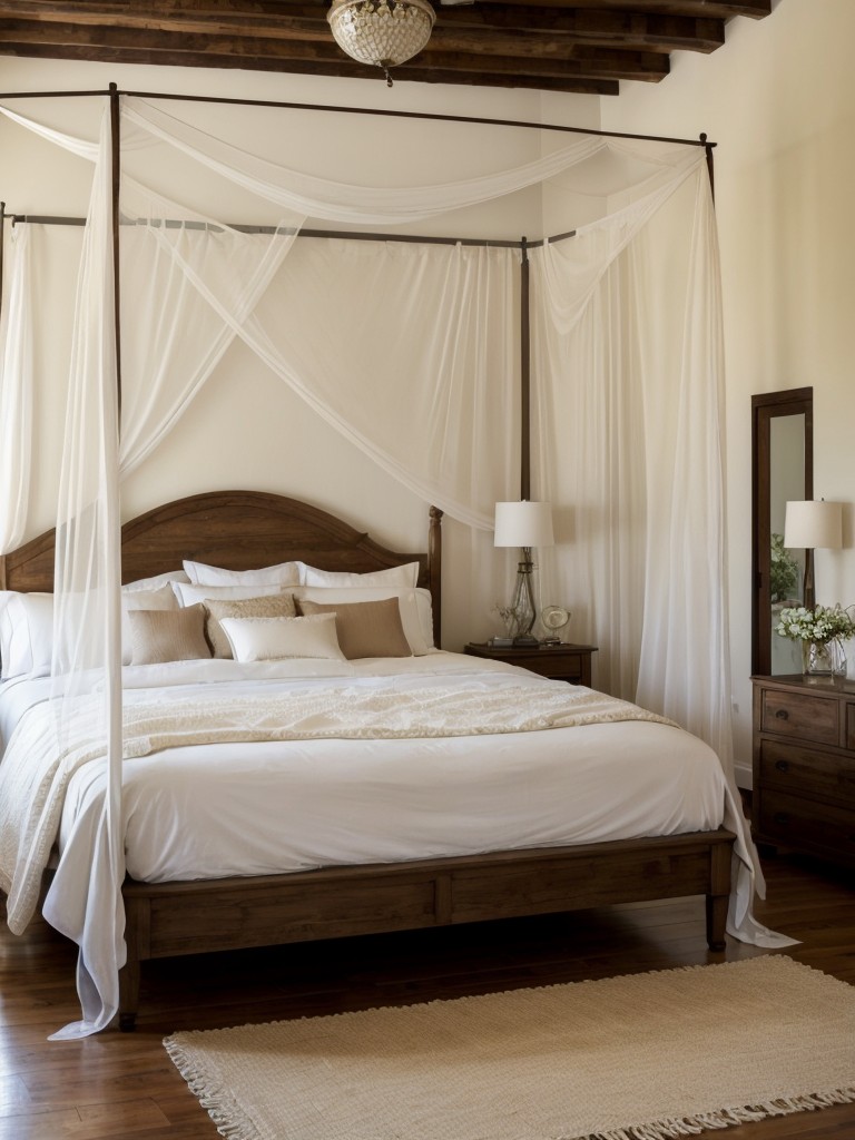 Romantic Mediterranean Bedroom: Create Elegance with a Sheer Canopy!