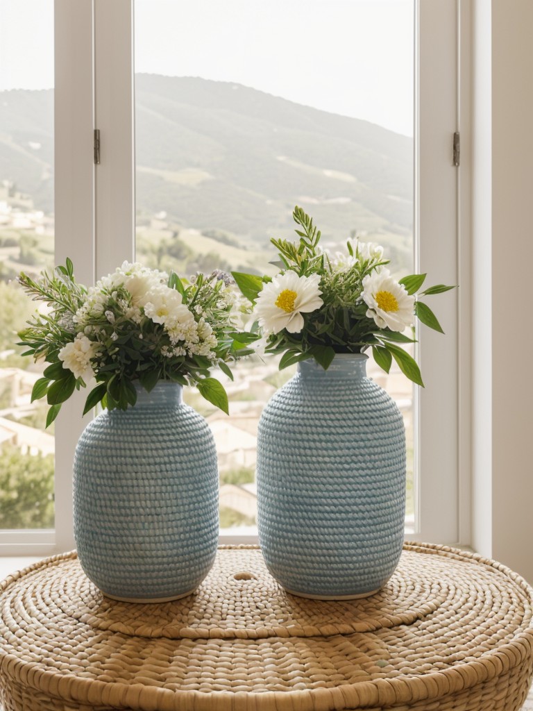 Bring Mediterranean Vacation Vibes to Your Bedroom with Woven Baskets and Fresh Flowers