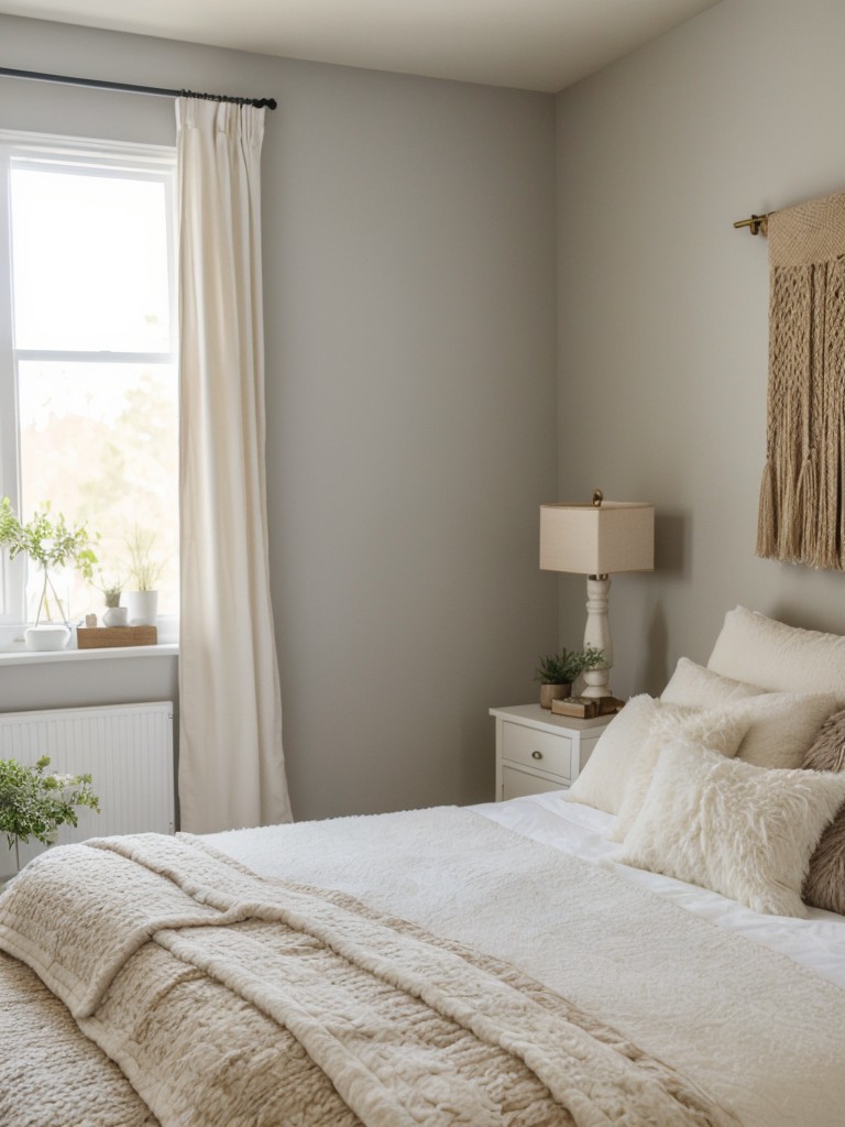 Cozy Mediterranean Bedroom: Layered Bliss with Soft Blankets and Plush Pillows!