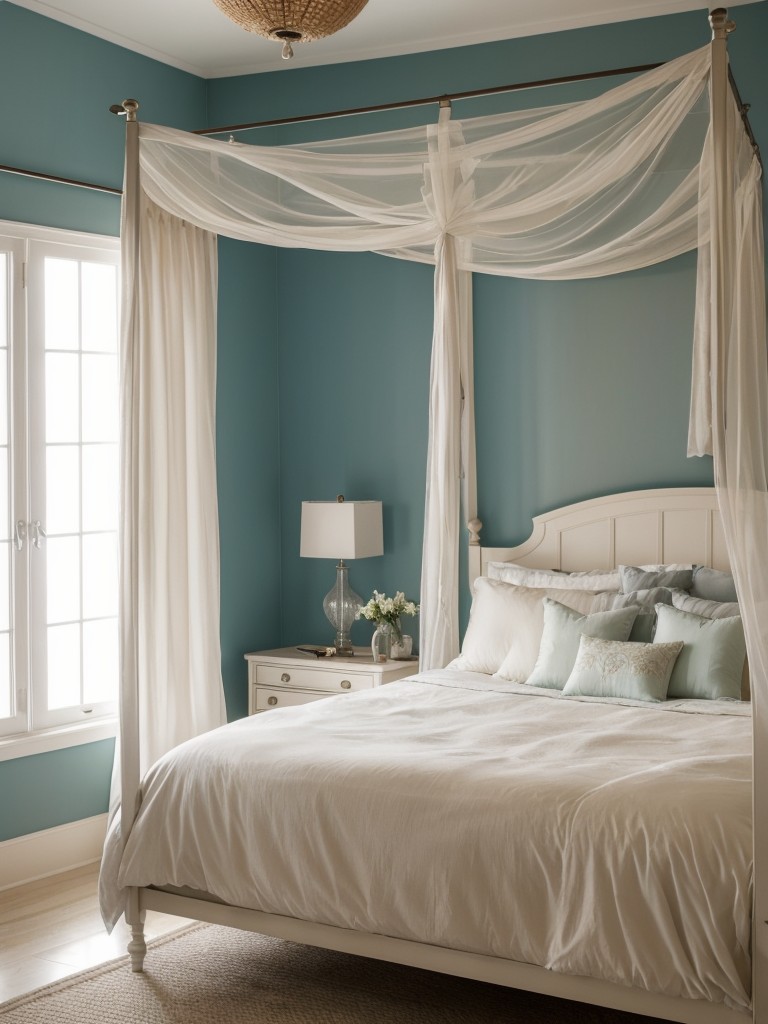 Create a Dreamy Mediterranean Bedroom with Canopy Bed and Curtains.