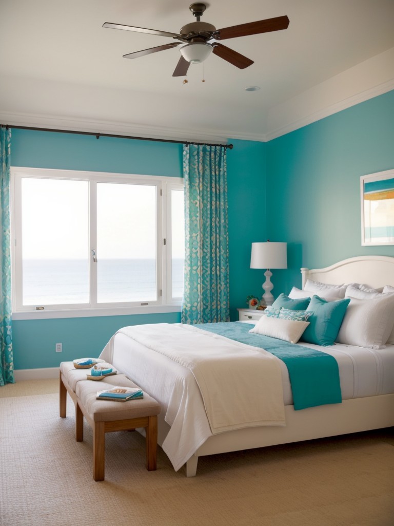 Beachy Vibes: Mediterranean Bedroom Inspiration or Color Splash: Vibrant Apartment Bedroom Ideas