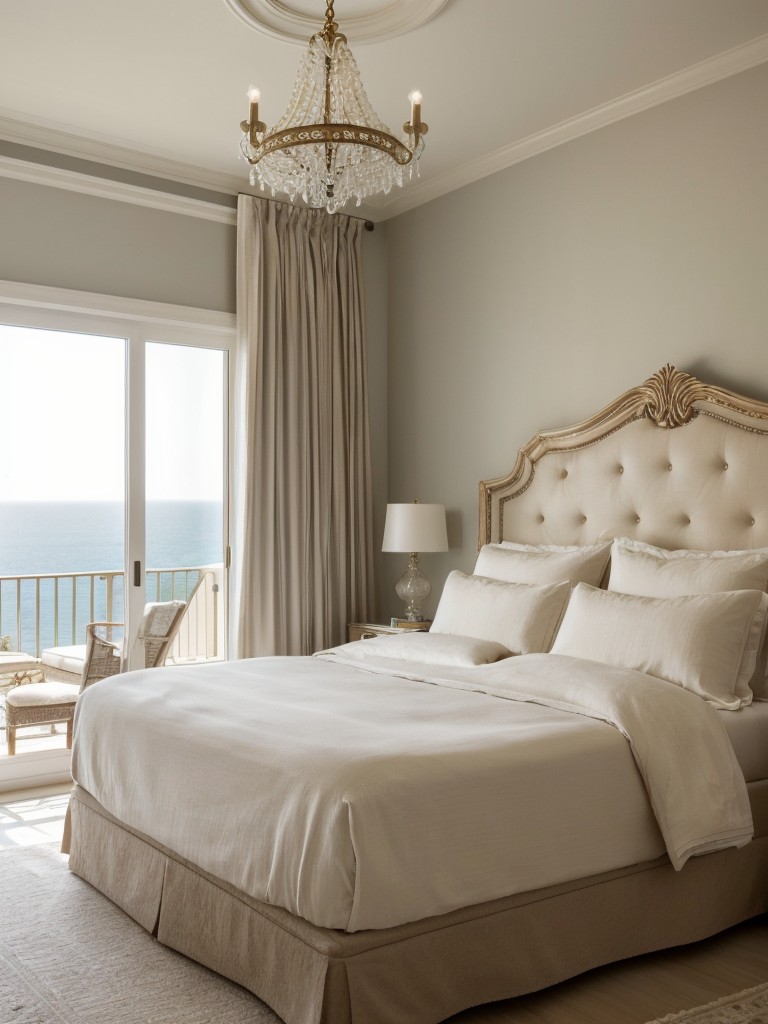 Elegant Mediterranean Bedroom: Illuminate with a Stunning Chandelier!