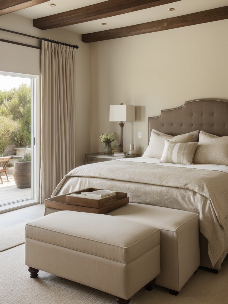 Luxurious Mediterranean Bedroom: Add an Upholstered Bench for Style & Comfort!