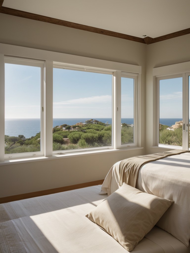 Mediterranean Serenity: Create the Perfect Bedroom Escape with Bright Windows and Minimalist Decor