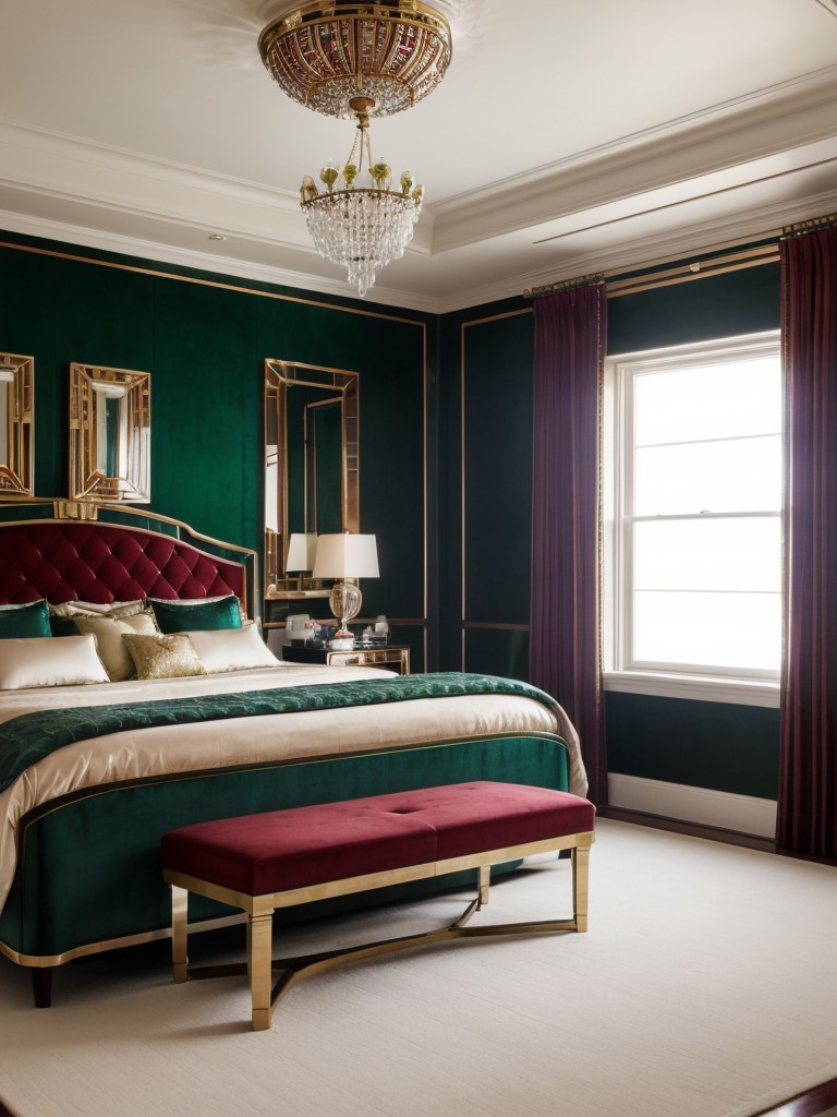 Luxurious Art Deco Bedroom: Jewel-toned Glam