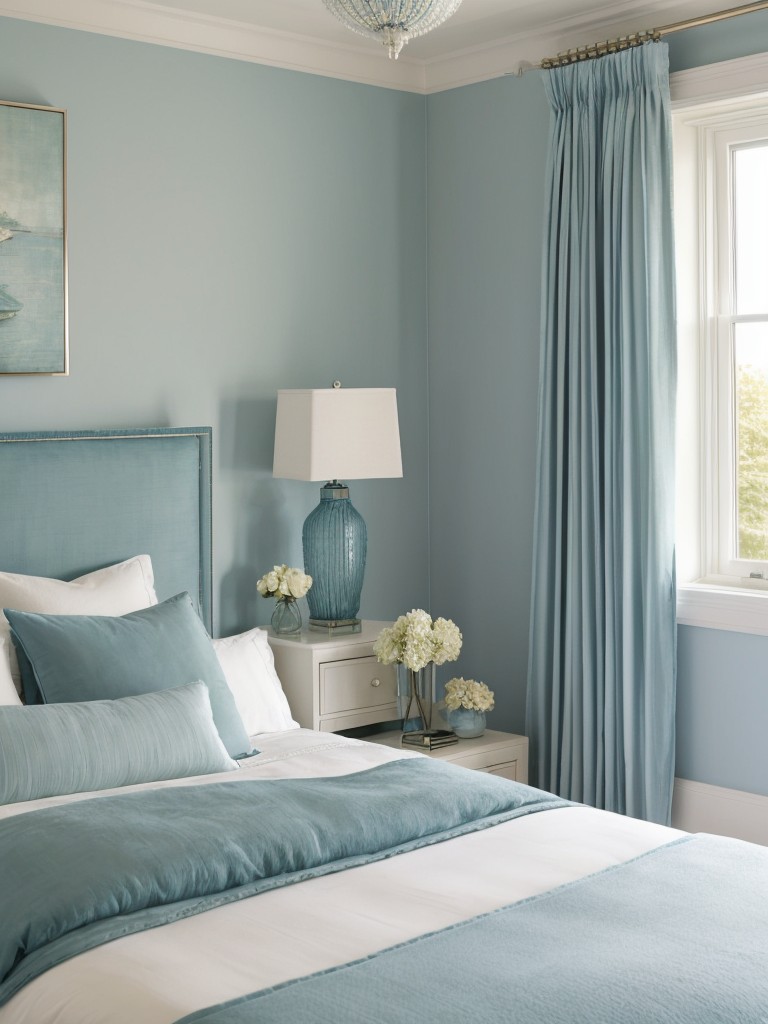 Serene Art Deco Bedroom: Embrace Calm with Soft Blues & Greens