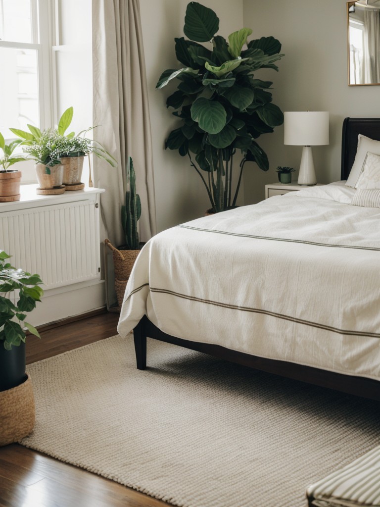 Nature-inspired bedroom decor with plants and flowers