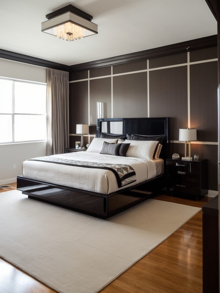 Art Deco-Inspired Bedroom: Sleek Lines & Geometric Patterns