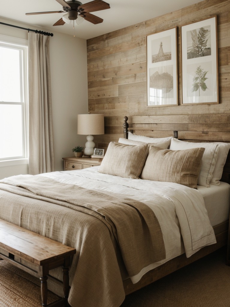 Rustic farmhouse vibes: Get cozy with linen, burlap, and cotton in your bedroom decor!