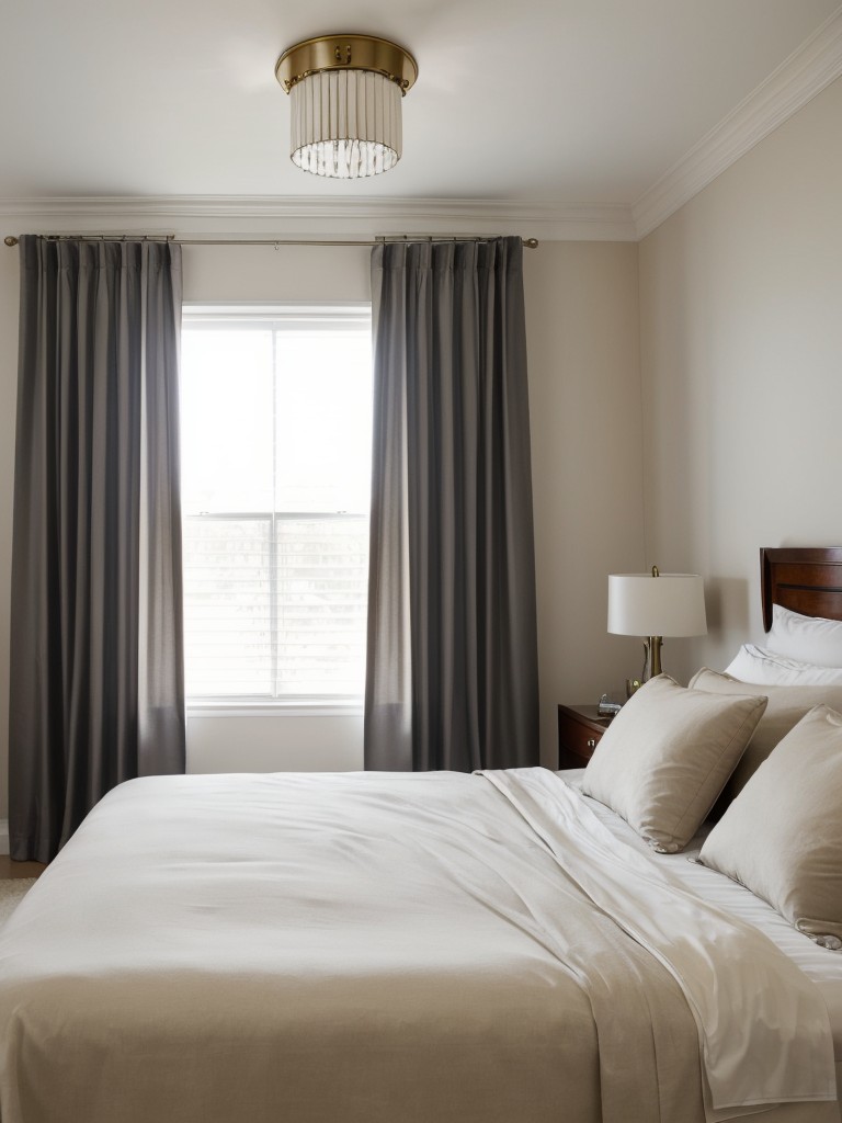 Chic Art Deco Bedroom: Brighten Your Space with Sheer Curtains.