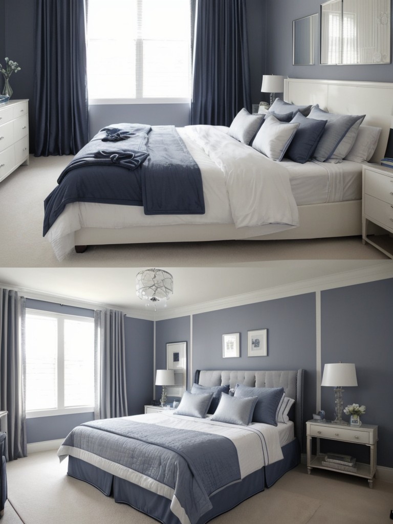 Stunning Monochromatic Bedroom Colors. Create a sophisticated look with shades of blues or greys.