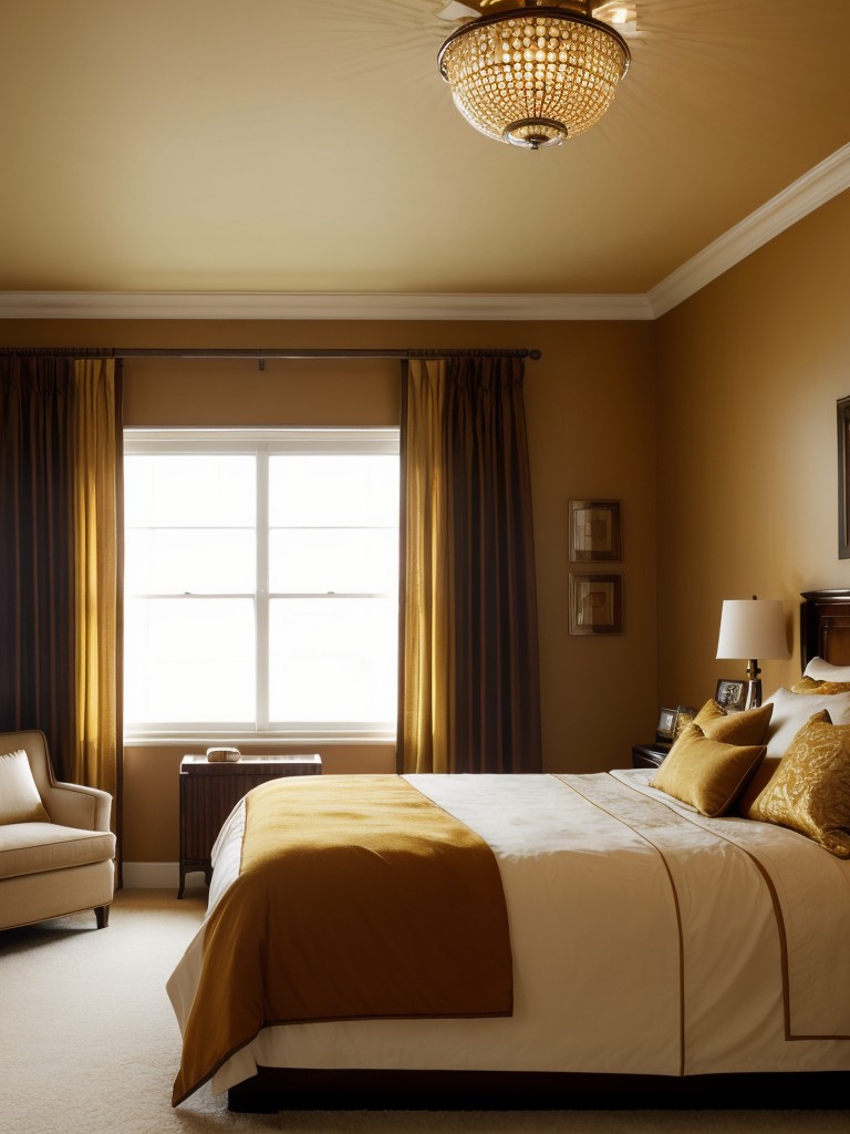 Cozy Art Deco Bedroom: Warm hues for a sophisticated vibe!