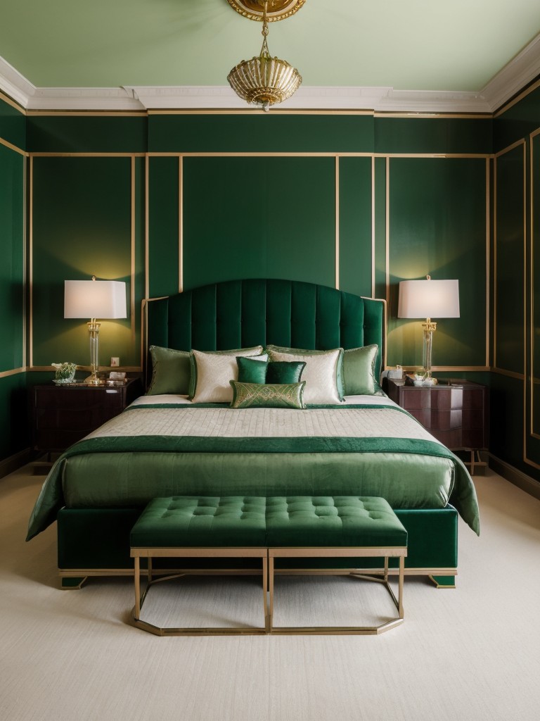 Stunning Art Deco Bedroom Colors. Create opulence with vibrant emerald and jewel tones.