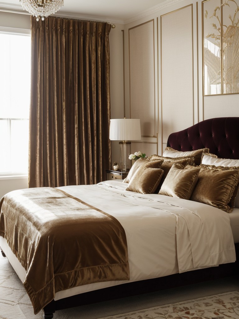 Art Deco Bedroom Inspiration: Luxe Velvet Curtains & Tufted Headboard!