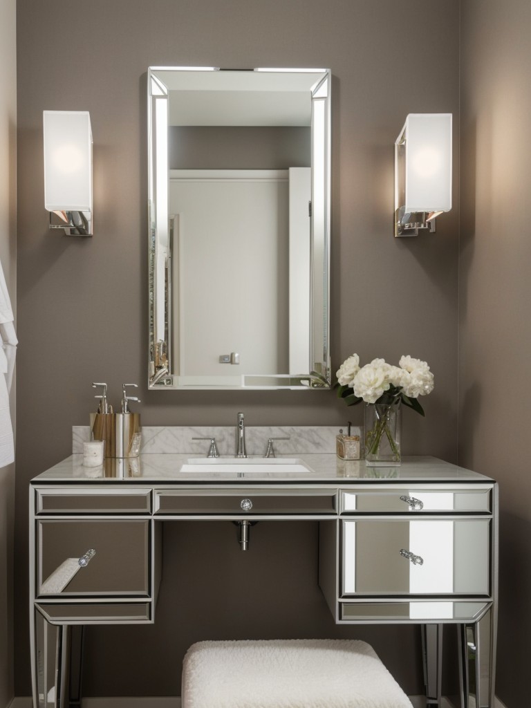 Art Deco-inspired bedroom: Elevate your space with a chic mirrored vanity table!