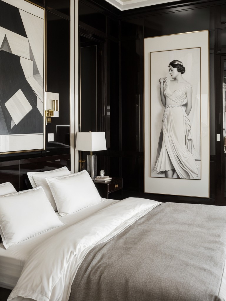 Art Deco Inspired Bedroom: Elevate Your Retreat with Monochromatic Art