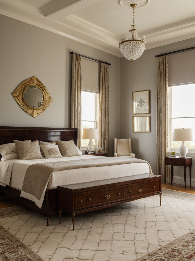 Luxury & Warmth: Create a Classic Art Deco Bedroom Retreat with a Plush Geometric Rug