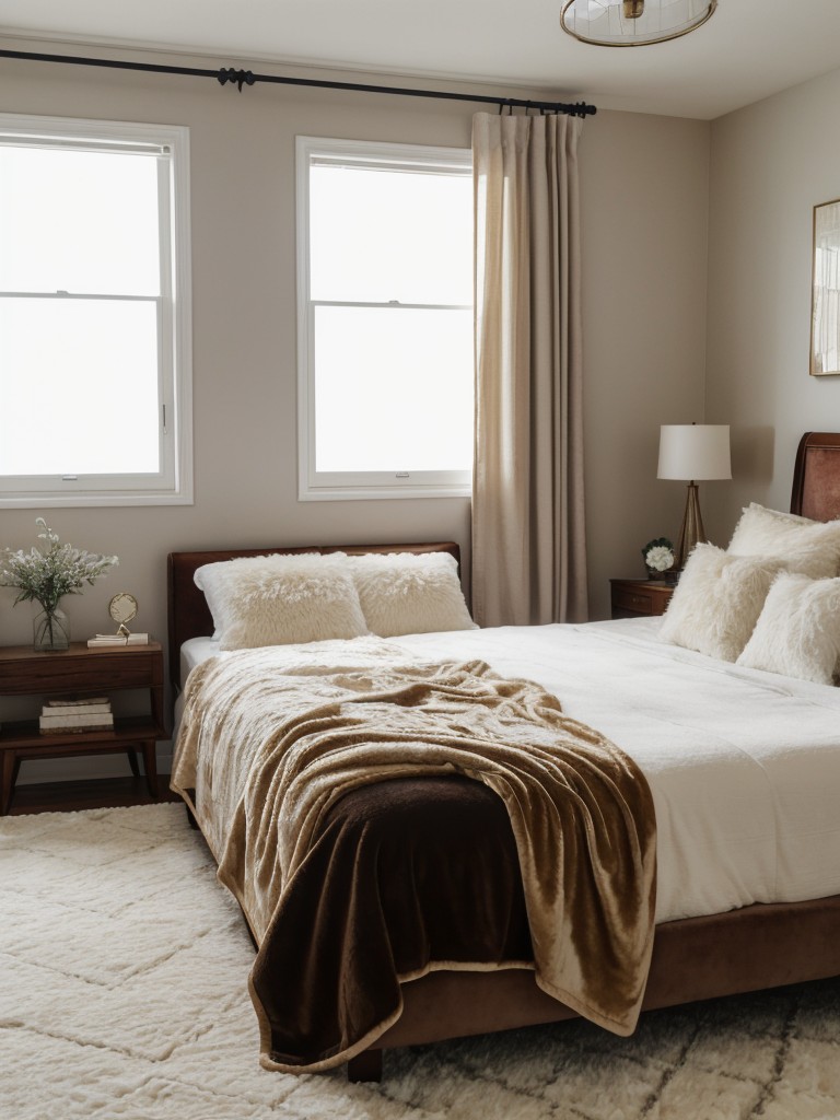 Cozy Art Deco Bedroom Makeover Tips: Plush Rugs, Velvet Cushions, Faux Fur Throws