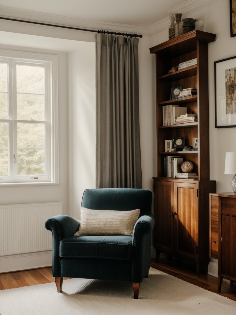 Cozy Apartment Bedroom with Art Deco Vibes. Create the Perfect Reading Nook!