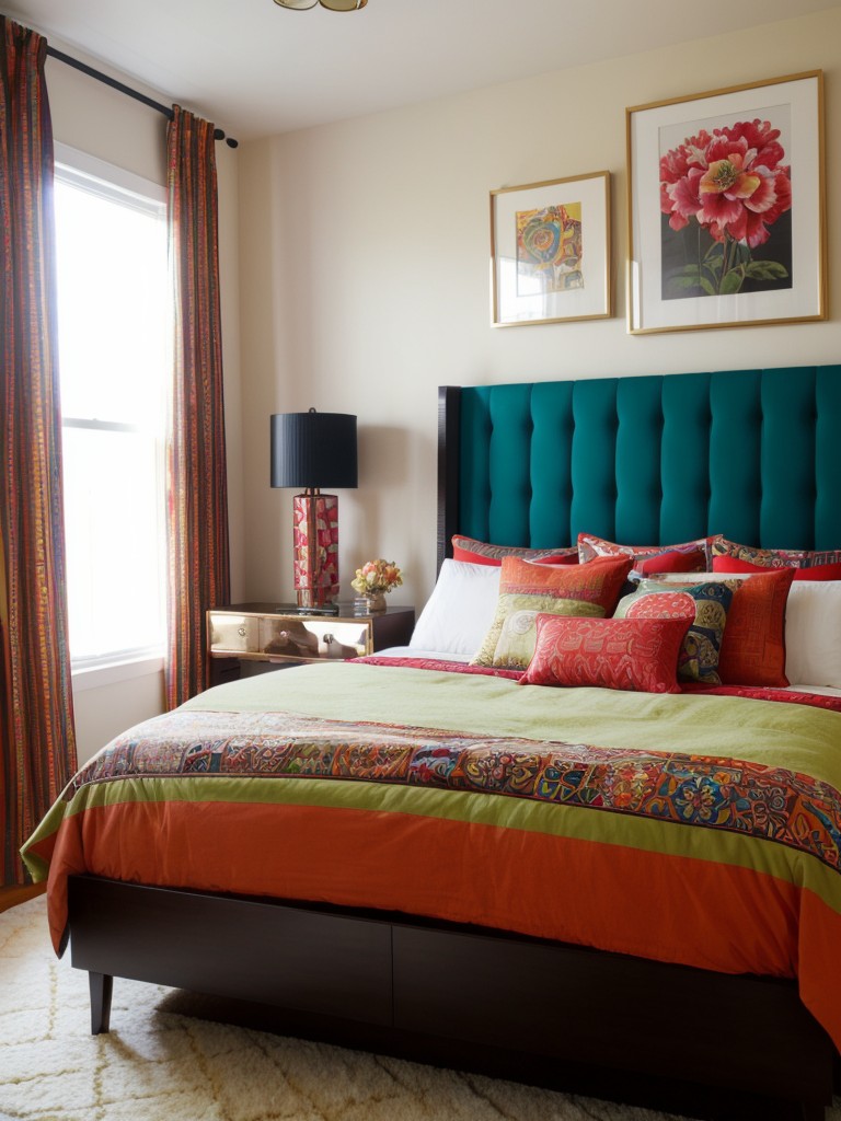 Maximalist Art Deco Bedroom: Bold Colors & Eclectic Furnishings