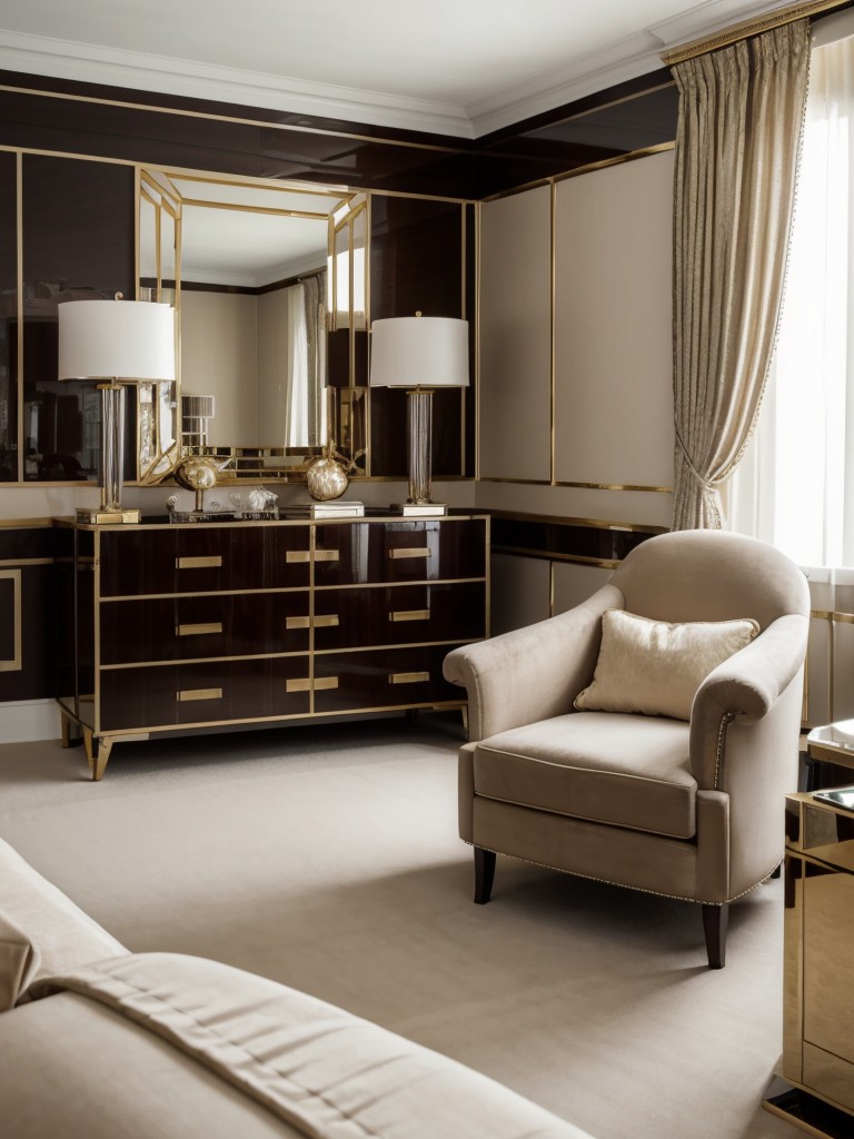 Glamorous Art Deco Bedroom with Luxurious Seating Area