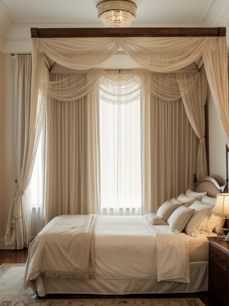 1920s Art Deco Bedroom: Create a Romantic Oasis with Canopy Bed and Soft Lighting!