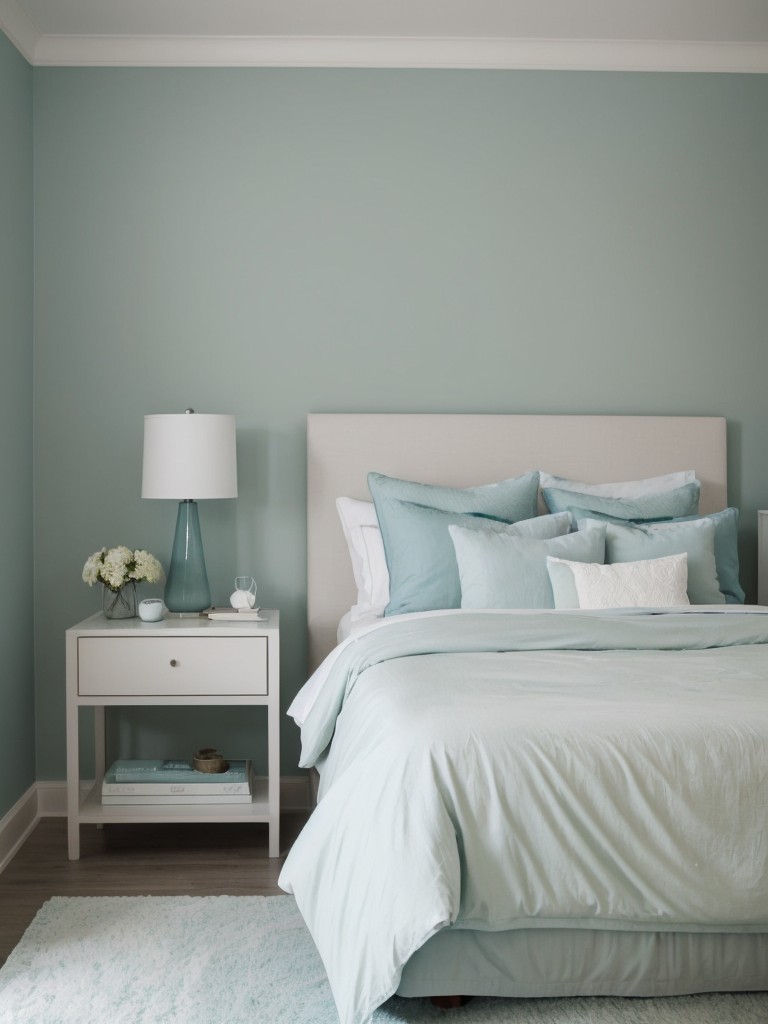 Tranquil Apartment Bedrooms: Simple & Chic with Soft Blues and Greens