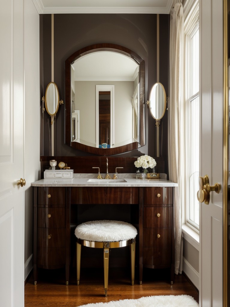 Vintage Glam: Art Deco Bedroom with Elegant Dressing Area