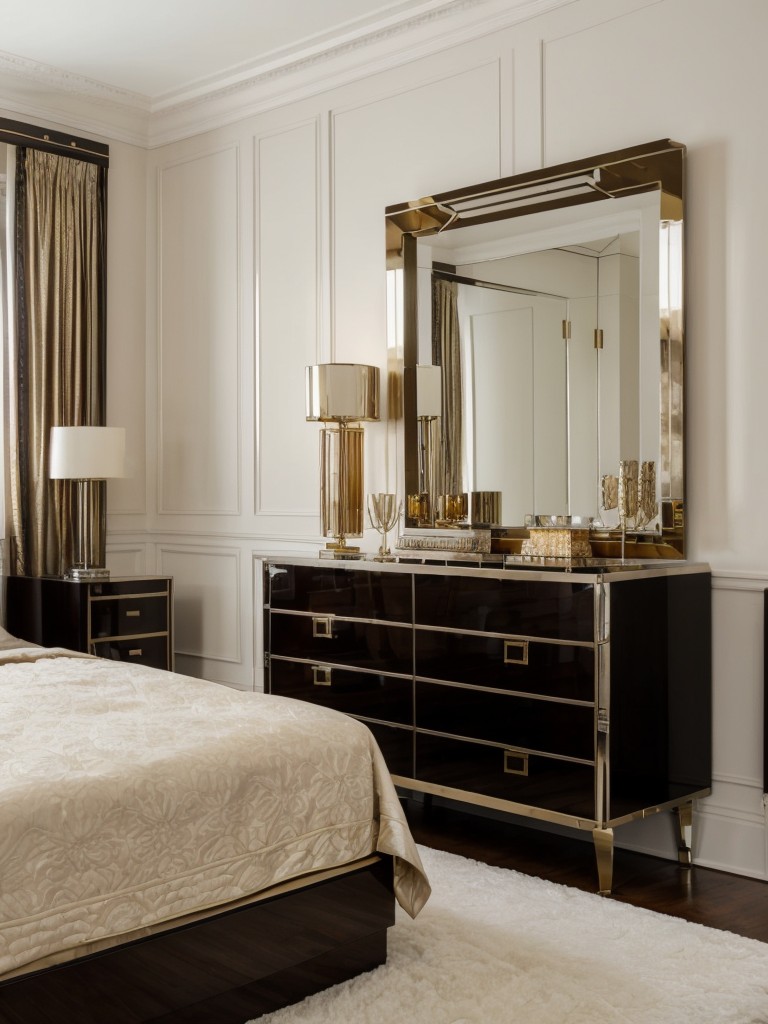 Art Deco bedroom: Embrace the Roaring 20s with sleek metallic furniture!