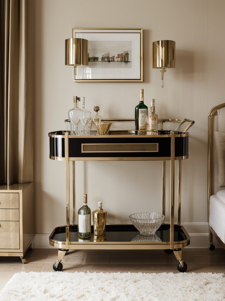 Glam up your bedroom with Art Deco-inspired furniture and a fabulous bar cart!