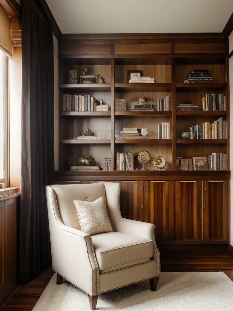 Cozy Bedroom Nook: Art Deco Accessories & Reading Corner