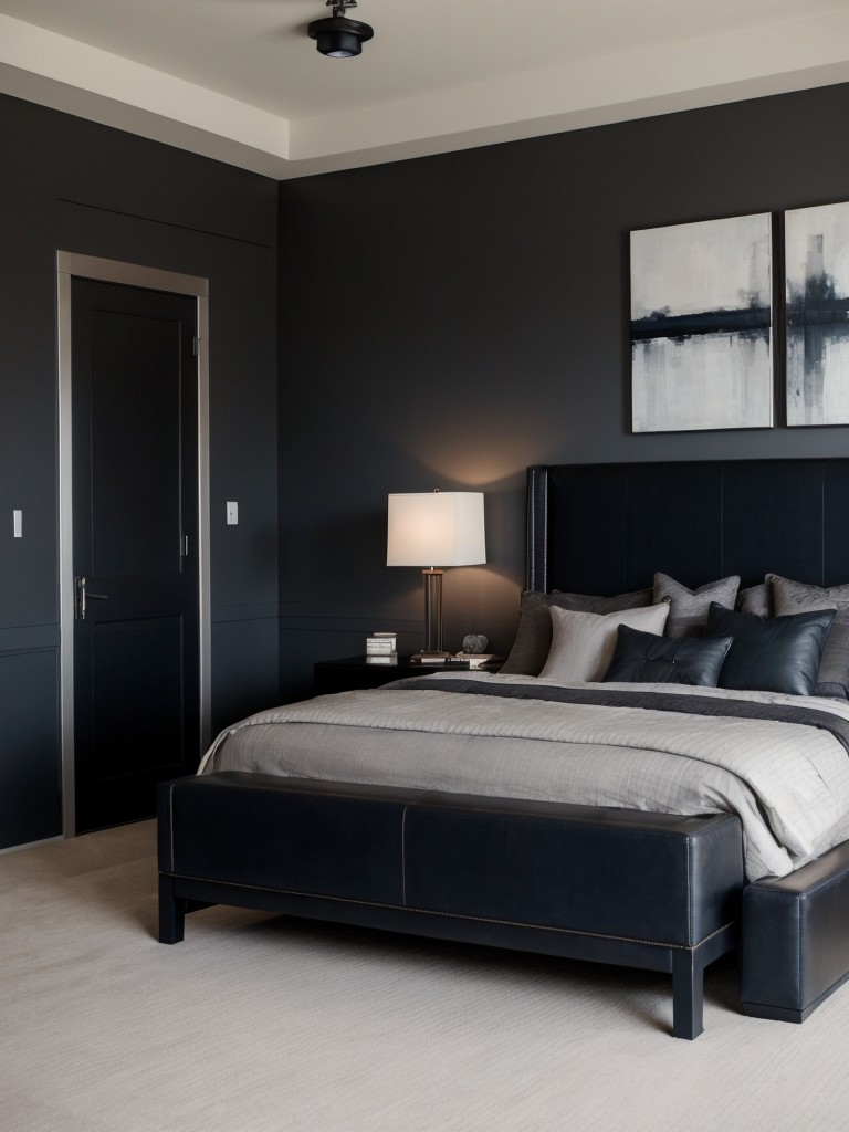 Modern Masculine Bedroom: Dark Hues and Industrial Accents