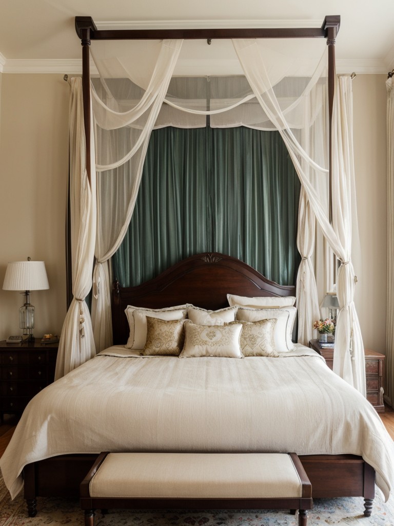 Vintage meets modern: Art Deco bedroom with a dreamy canopy bed