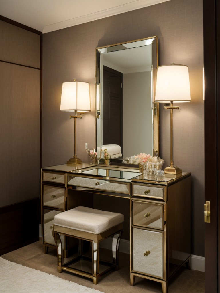 Zen-Inspired Apartment: Add Glamour with Vintage Vanity Table and Hollywood Lights