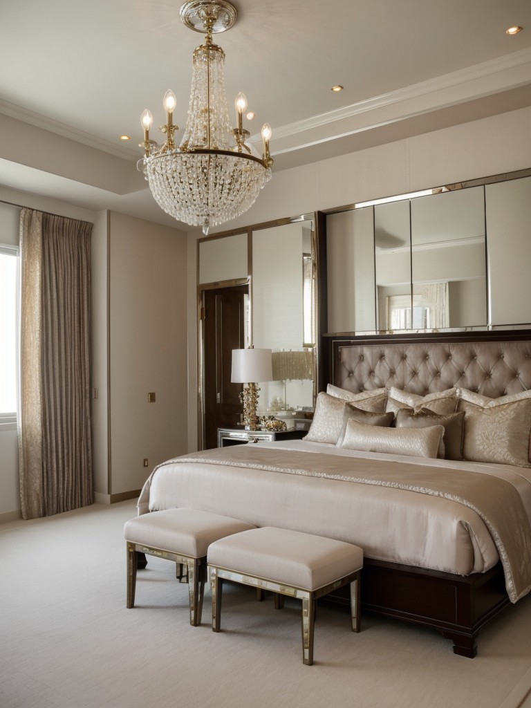 Asian-Inspired Bedroom: Glamorous Chandeliers and Luxe Textiles