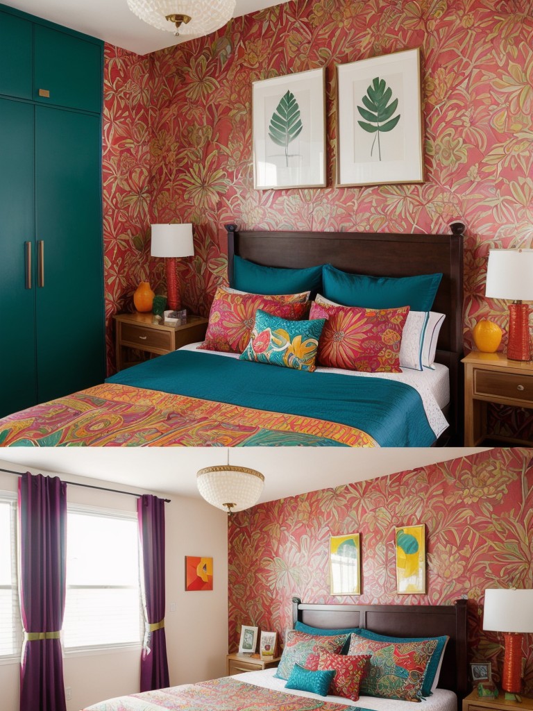 Create an Asian Oasis in Your Bedroom with Colorful Prints & Bold Accents