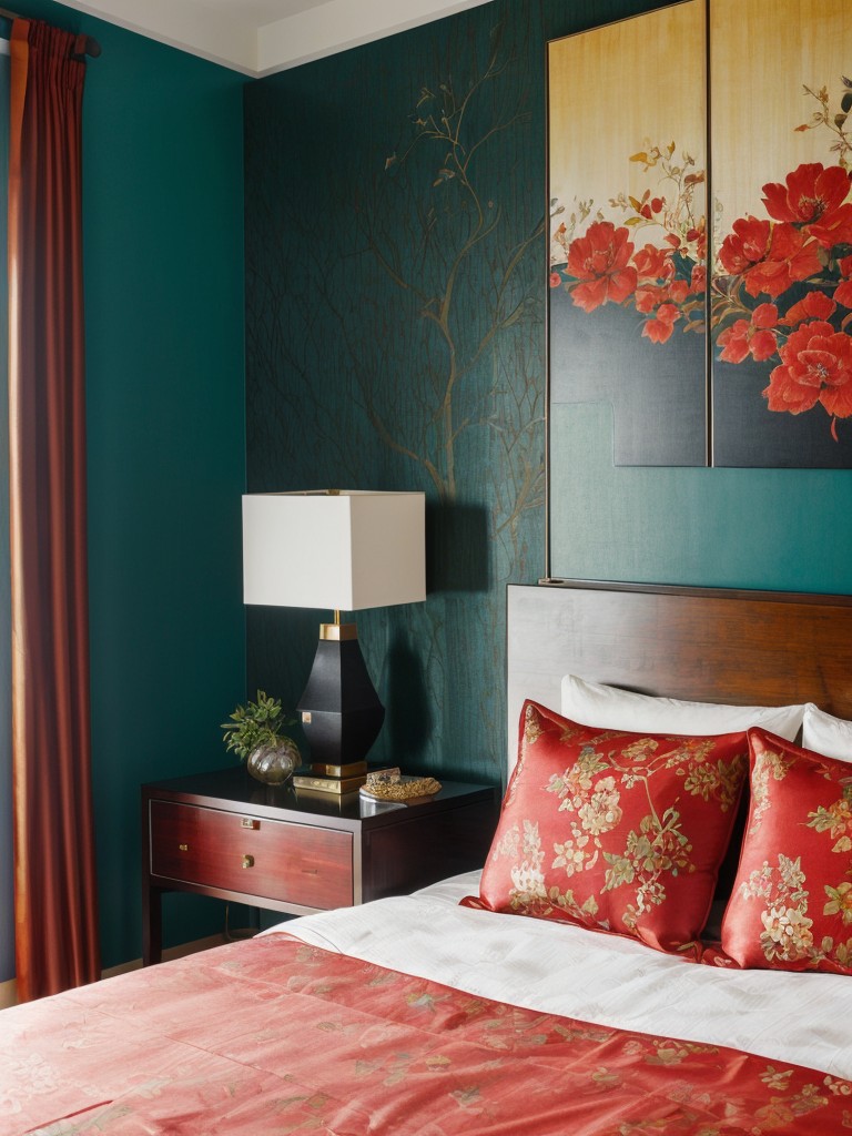 Asian-inspired Bedroom Magic: Elevate Your Style with Bold Accents!