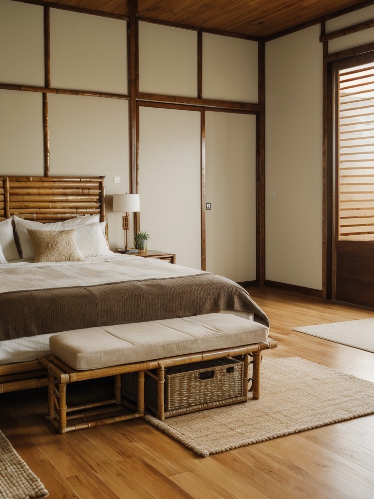 Zen-inspired Asian Bedroom Decor using Bamboo & Grass for a Tranquil Apartment