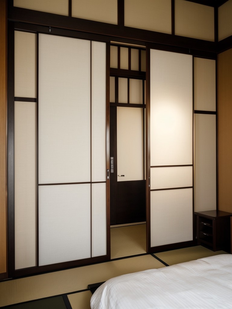 Effortlessly Elegant: Asian-inspired apartment decor with sliding doors for flexible living.