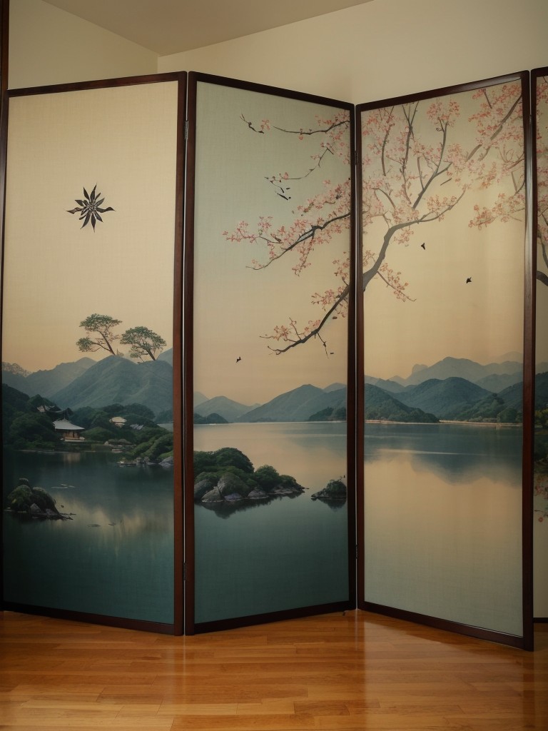 Divide and Decorate: Asian-inspired folding screen for a serene apartment bedroom