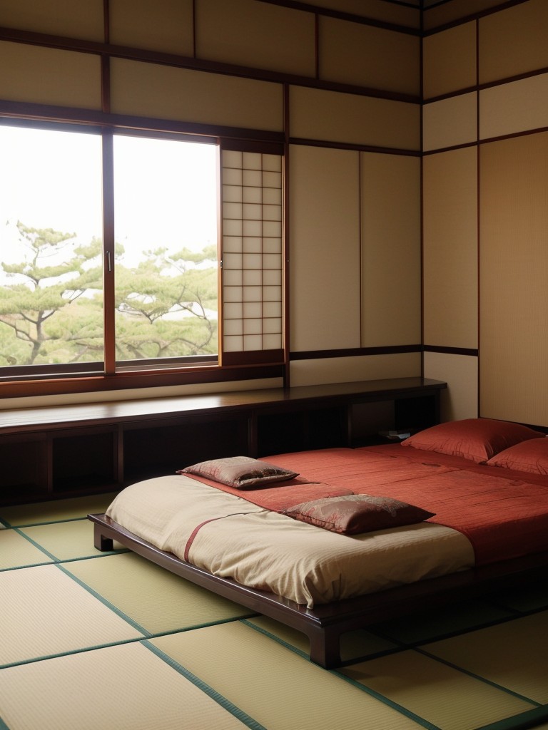 Serene Asian Bedroom: Discover Tranquility with Tatami Mats & Futons