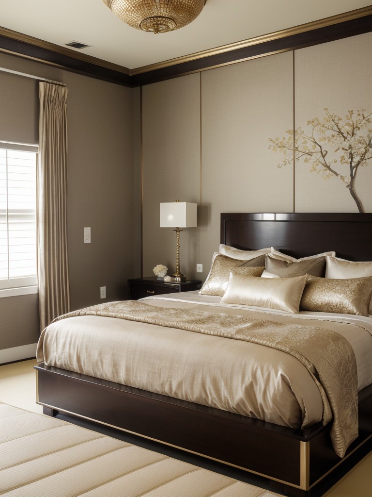 Japanese-inspired Bedroom Decor: Glam with Metallic Accents!