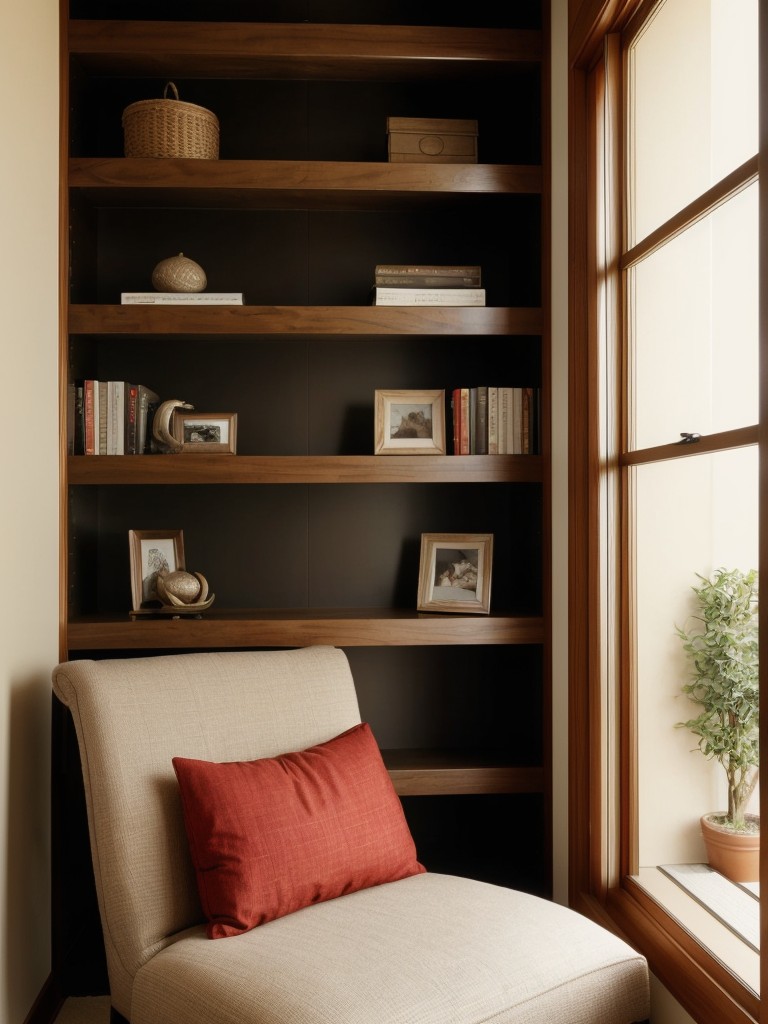 Japanese-inspired Bedroom: Cozy Nook & Built-in Bookshelves