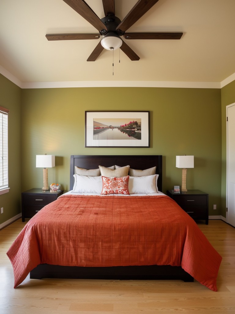 Japanese-inspired Bedroom Decor: Bold Colors for Energy!