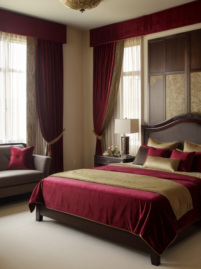 Discover Asian-inspired luxury for your bedroom with velvet accents!