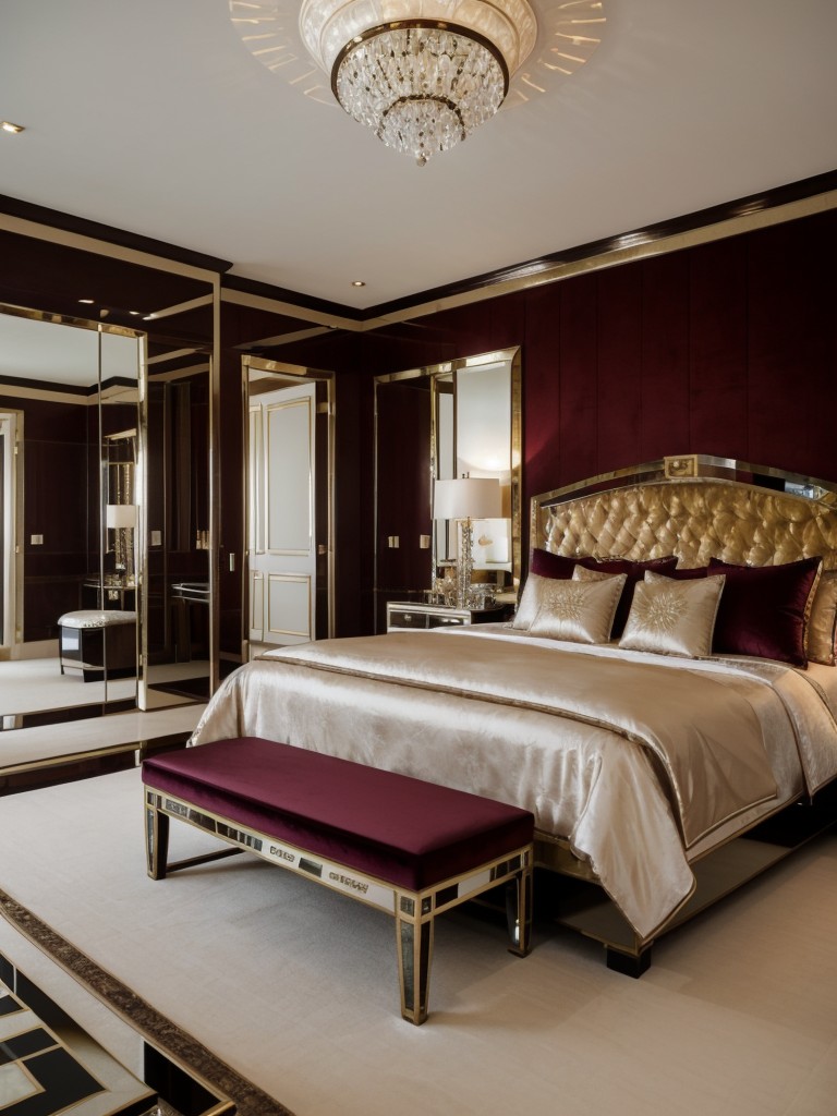 Luxurious Art Deco Bedroom: Glamorous Asian-inspired decor.