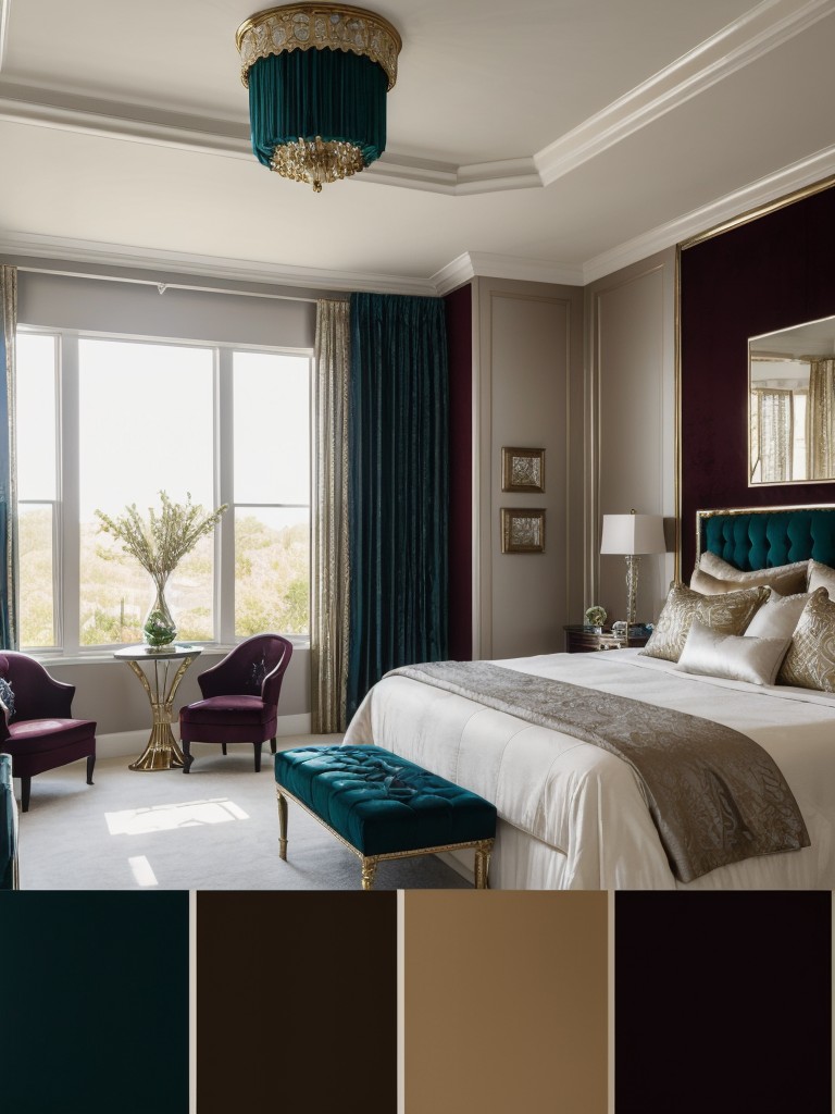 Ultimate Luxe: Opulent Bedroom Decor with Rich Jewel Tones & Metallic Accents